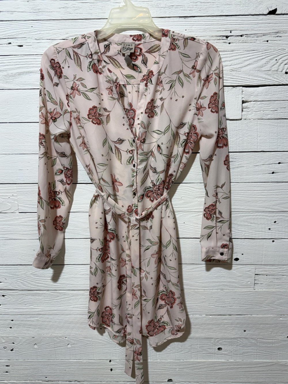 Como Vintage Pink Floral Button-Front Tunic